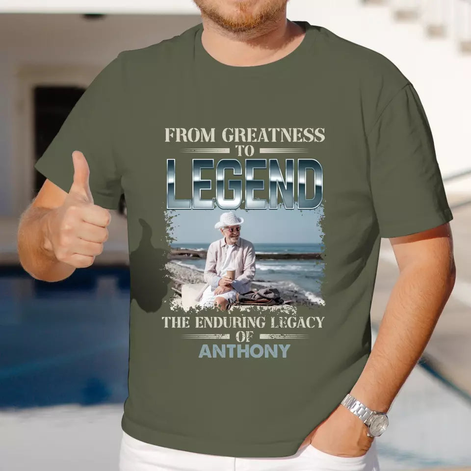 From Greatness To Legend - Custom Photo - Personalized Gifts For Grandpa - T-Shirt