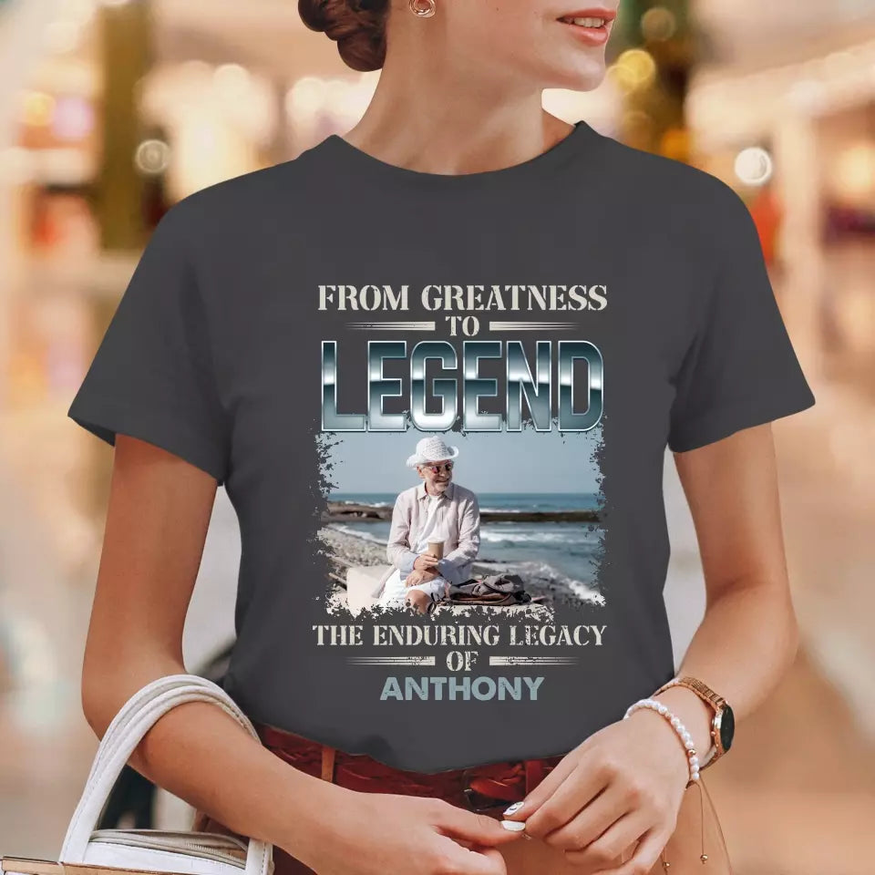 From Greatness To Legend - Custom Photo - Personalized Gifts For Grandpa - T-Shirt