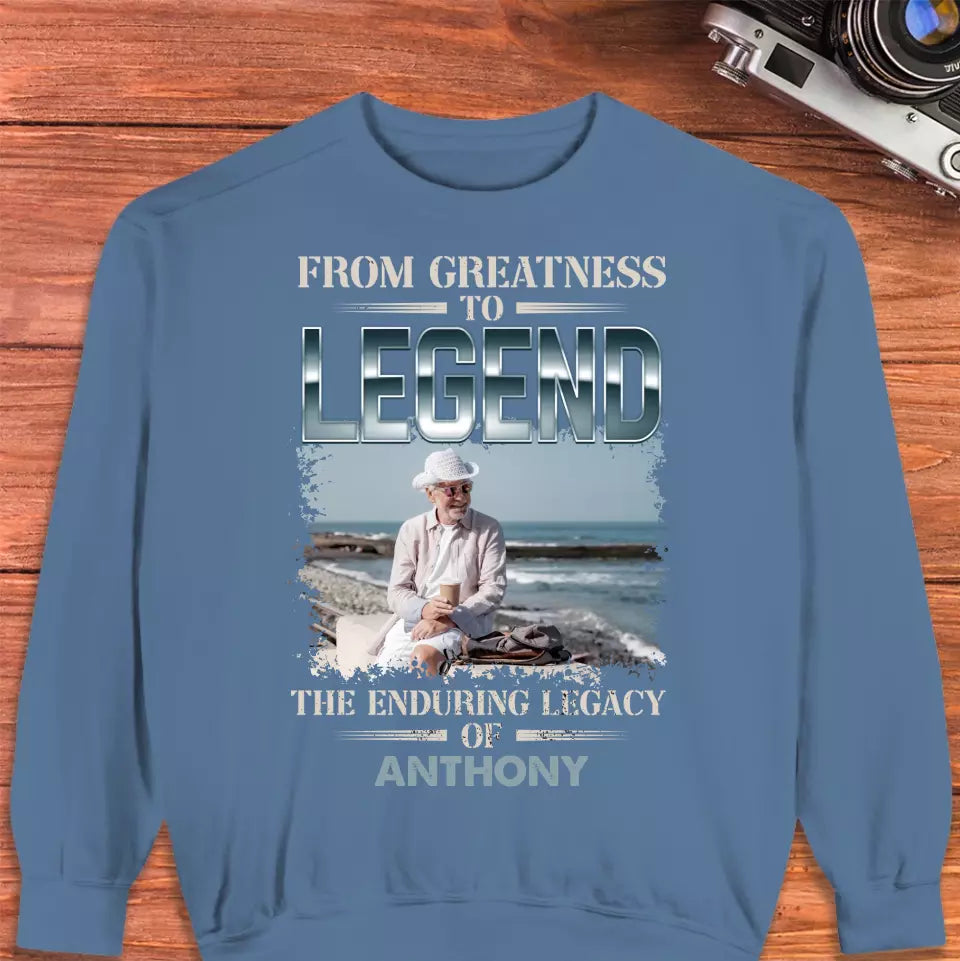 From Greatness To Legend - Custom Photo - Personalized Gifts For Grandpa - T-Shirt