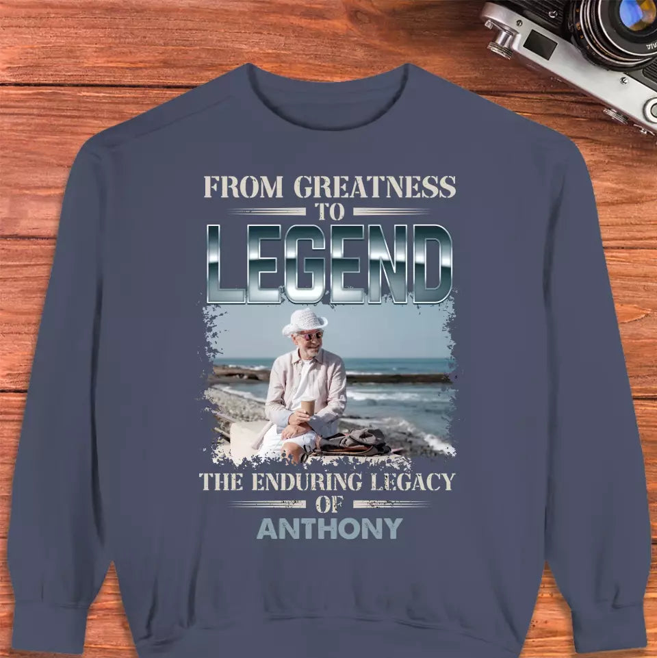 From Greatness To Legend - Custom Photo - Personalized Gifts For Grandpa - T-Shirt