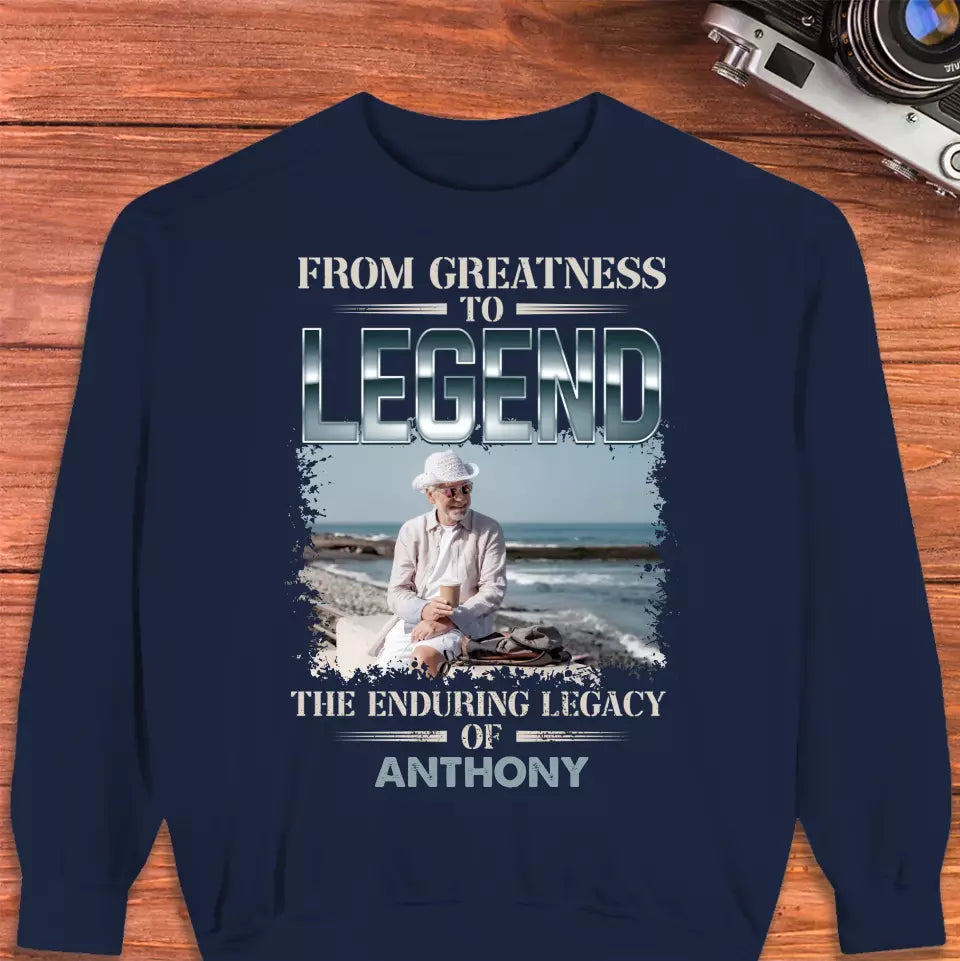 From Greatness To Legend - Custom Photo - Personalized Gifts For Grandpa - T-Shirt