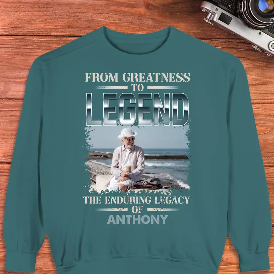 From Greatness To Legend - Custom Photo - Personalized Gifts For Grandpa - T-Shirt