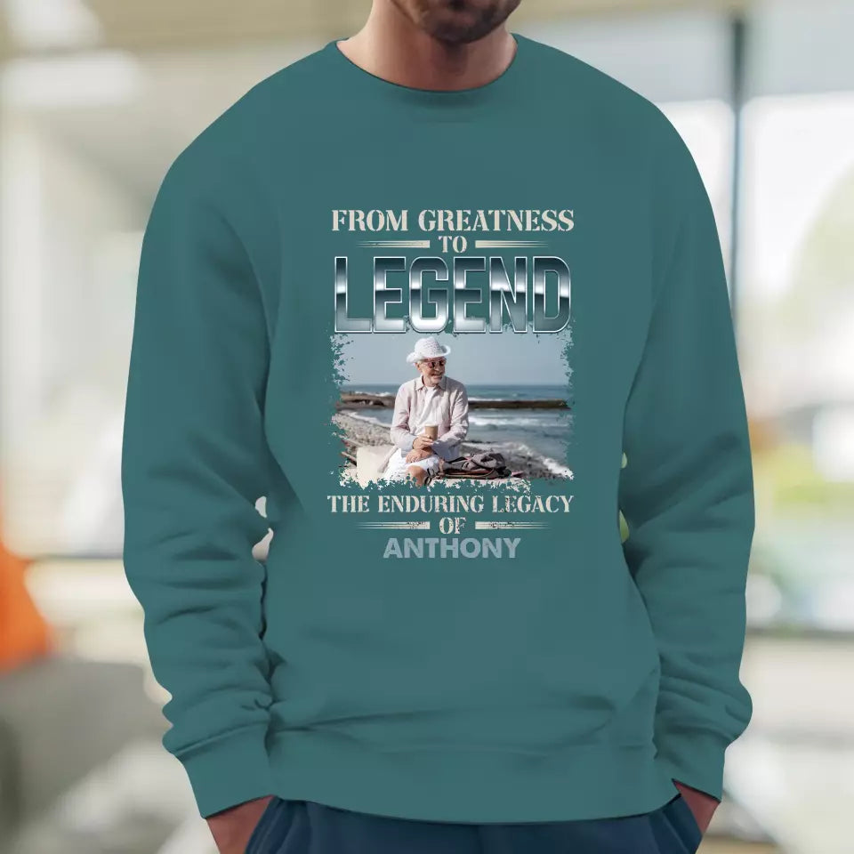 From Greatness To Legend - Custom Photo - Personalized Gifts For Grandpa - T-Shirt