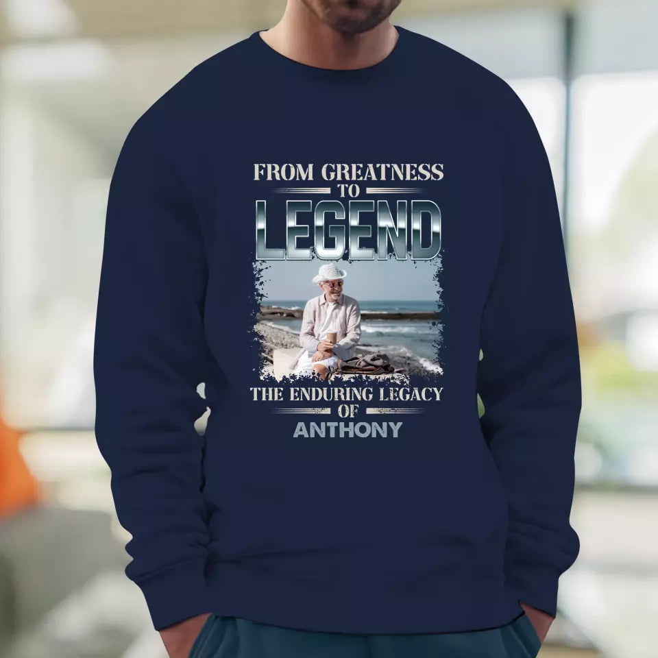 From Greatness To Legend - Custom Photo - Personalized Gifts For Grandpa - T-Shirt