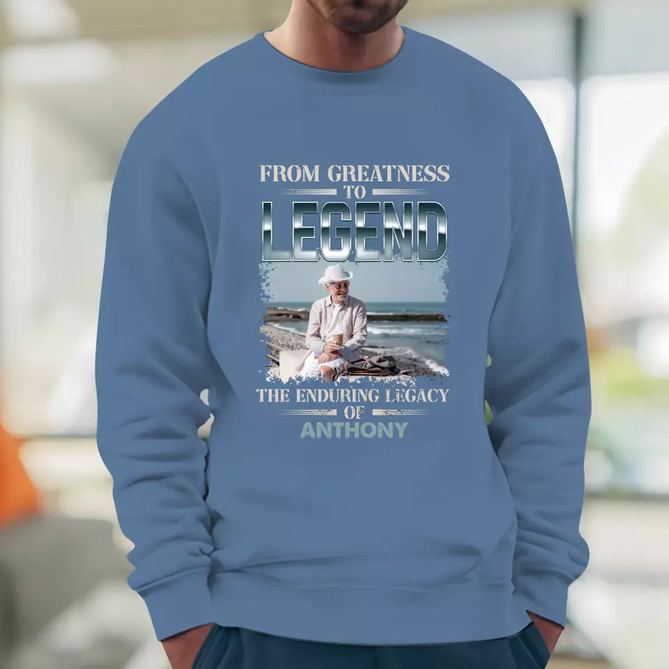 From Greatness To Legend - Custom Photo - Personalized Gifts For Grandpa - T-Shirt