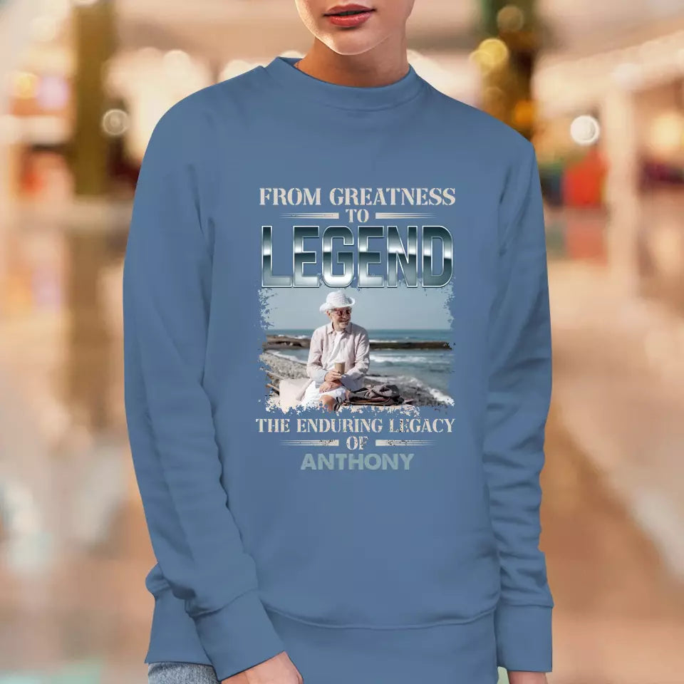 From Greatness To Legend - Custom Photo - Personalized Gifts For Grandpa - T-Shirt