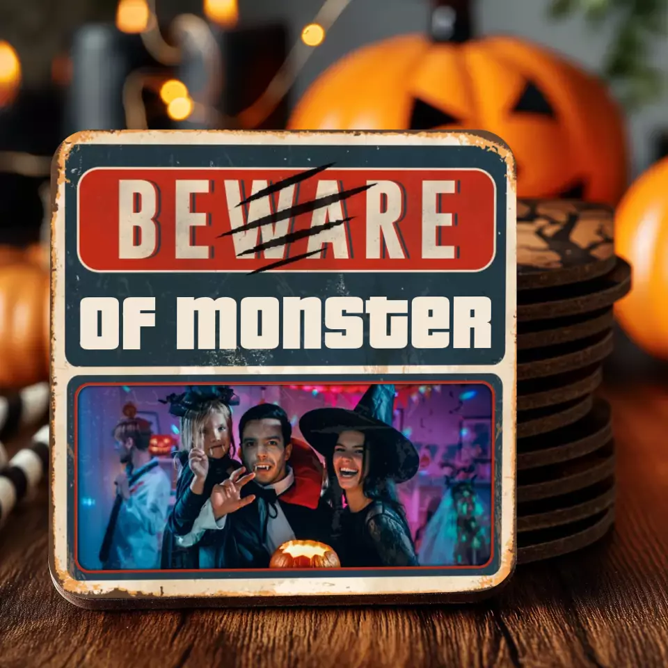 Beware Of Monster - Custom Photo - Personalized Gifts For Family - Coaster (4pcs/pack)