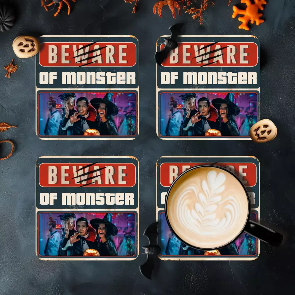 Beware Of Monster - Custom Photo - Personalized Gifts For Family - Coaster (4pcs/pack)