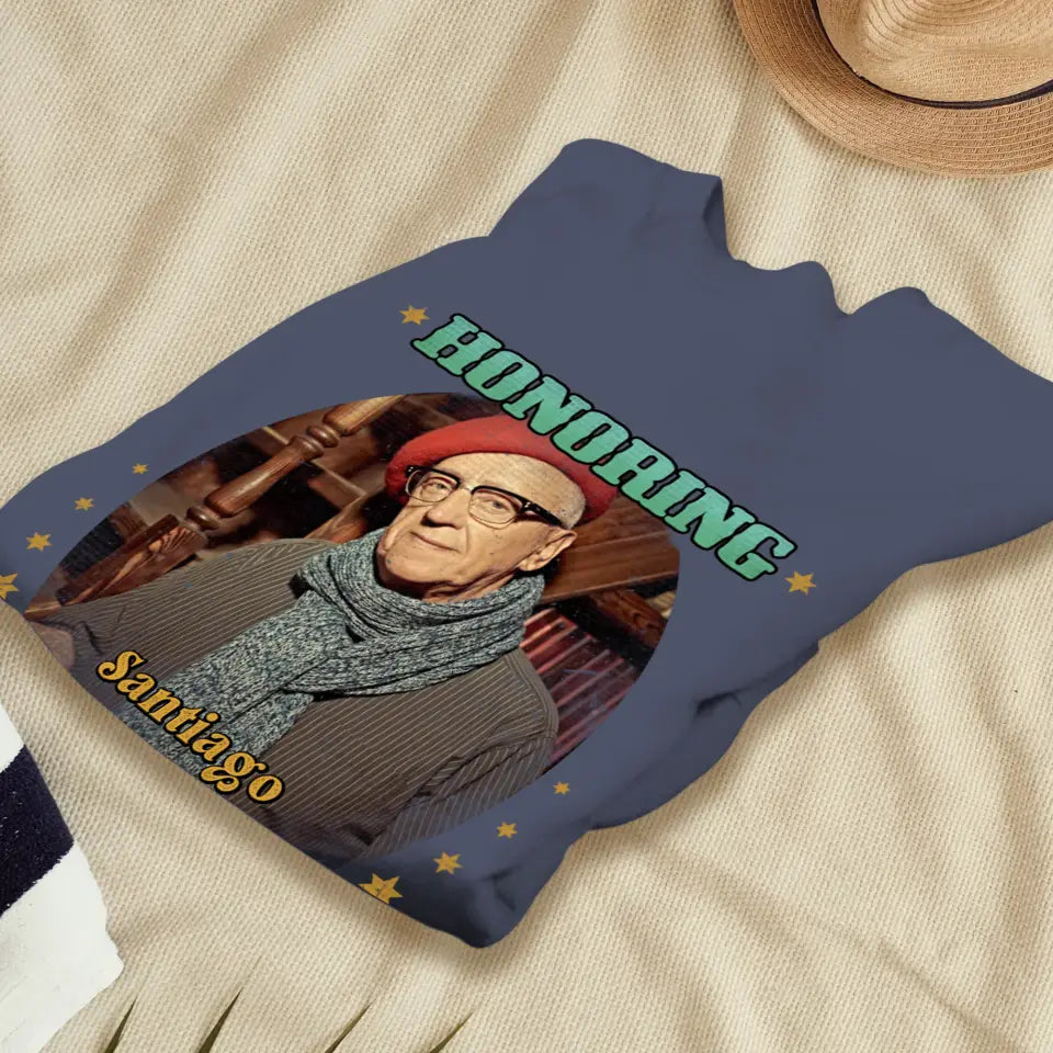 Honoring The Man - Custom Photo - Personalized Gifts For Grandpa - T-Shirt