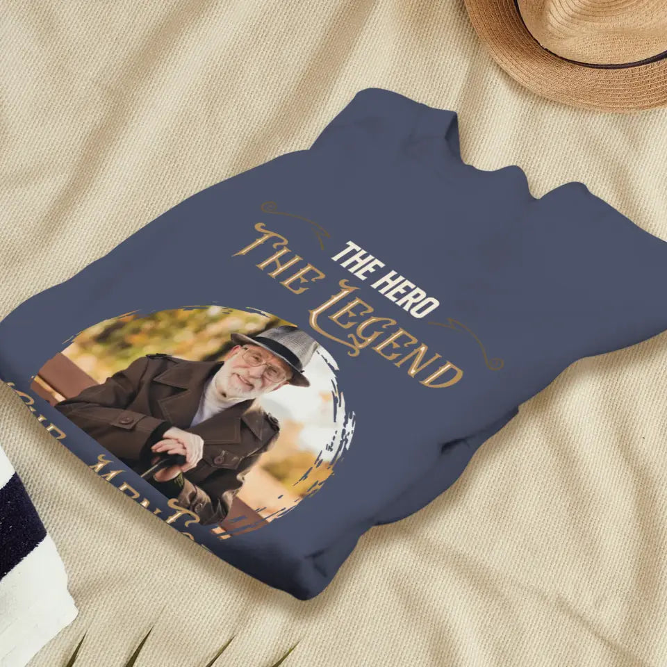 The Hero The Legend - Custom Photo - Personalized Gifts For Grandpa - Sweater