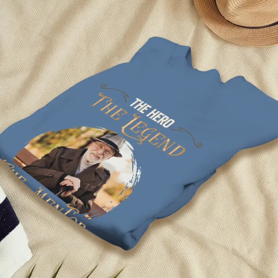 The Hero The Legend - Custom Photo - Personalized Gifts For Grandpa - Sweater