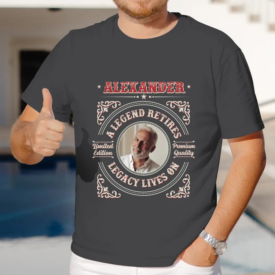 A Legend Retires - Custom Photo - Personalized Gifts For Grandpa - T-Shirt