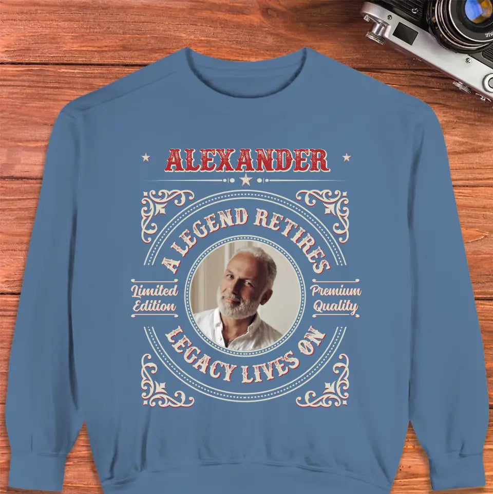 A Legend Retires - Custom Photo - Personalized Gifts For Grandpa - T-Shirt