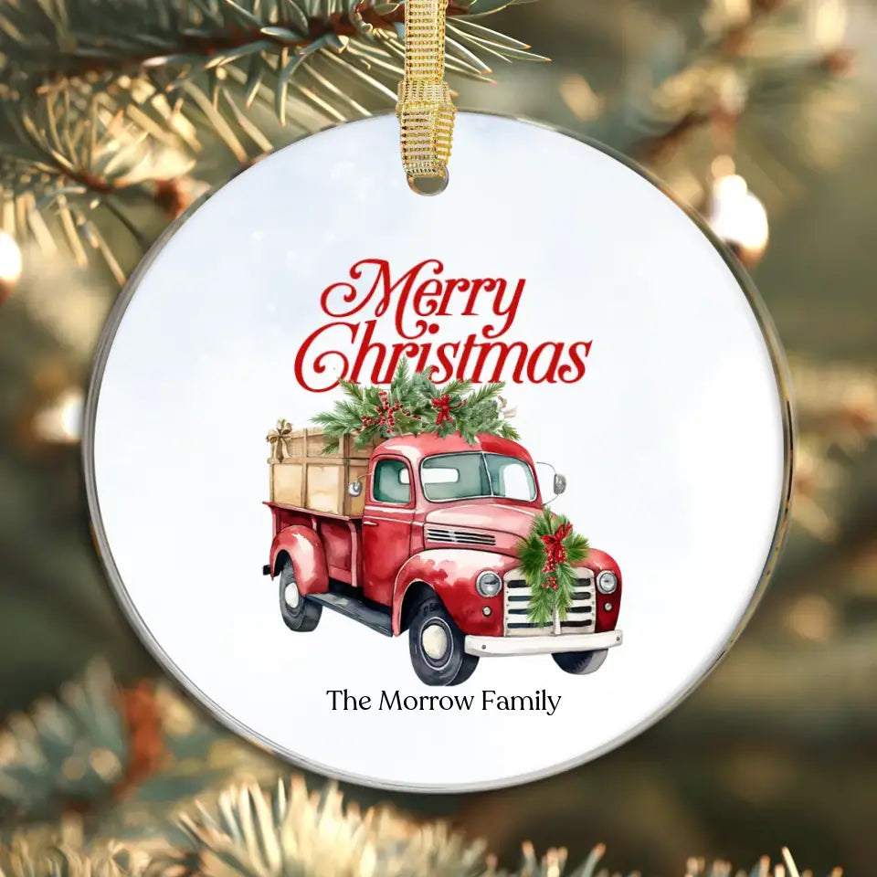 Christmas Truck - Custom Background - Ornament