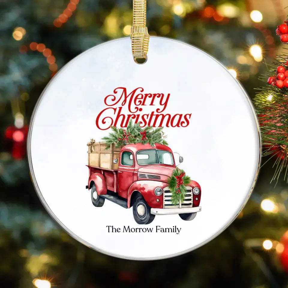 Christmas Truck - Custom Background - Ornament