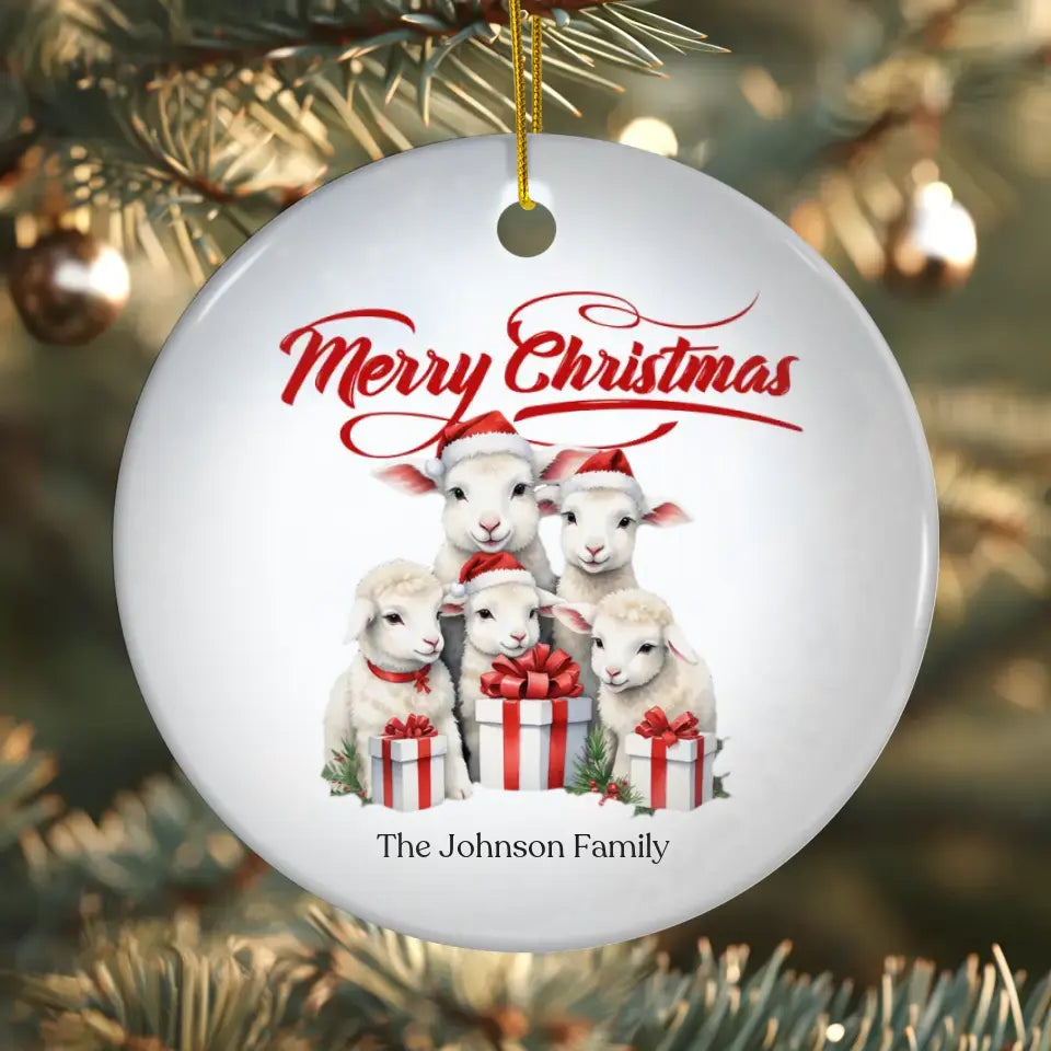 Christmas Sheep - Custom Background - Ornament