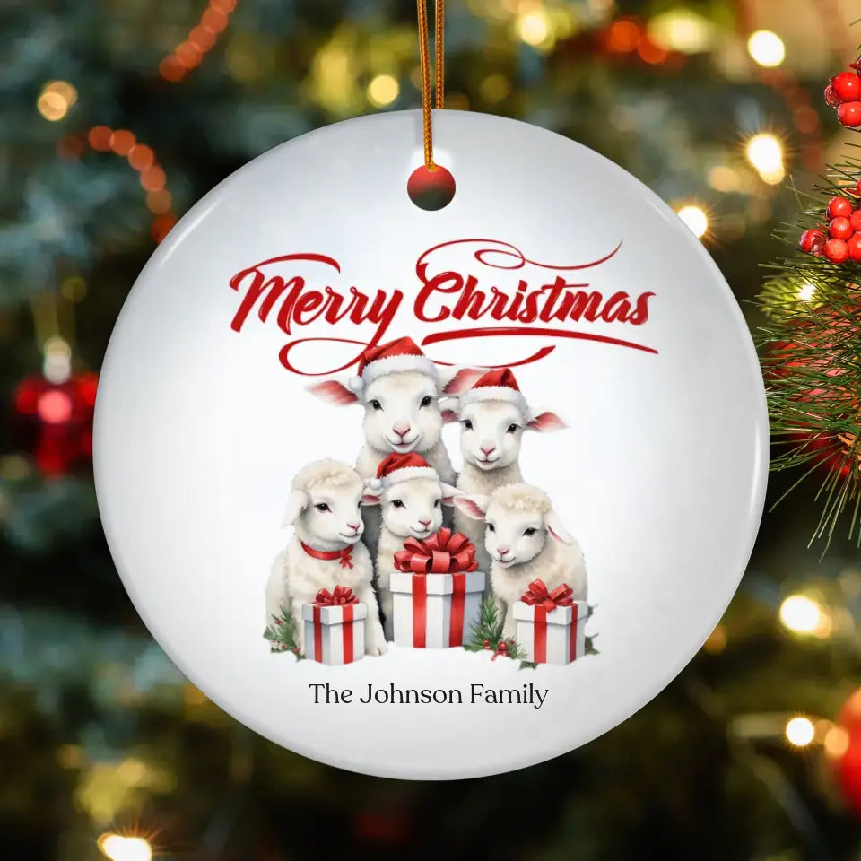 Christmas Sheep - Custom Background - Ornament