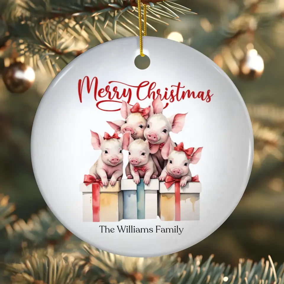 Christmas Pig - Custom Background - Ornament