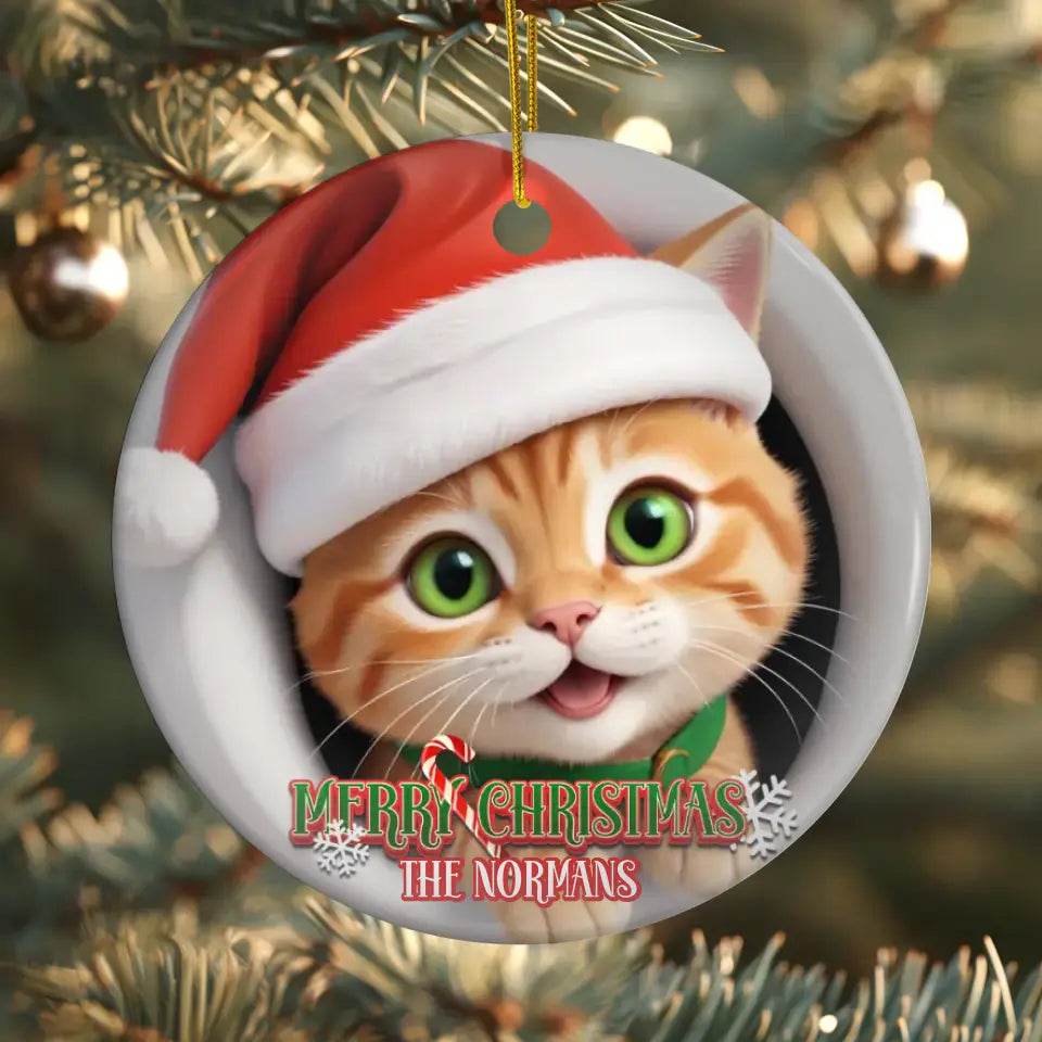 Cat Christmas  - Custom Background - Ornament