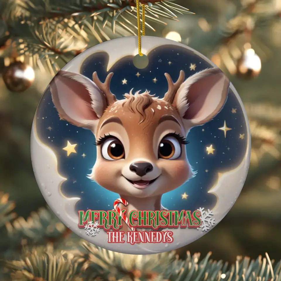 Deer Christmas - Custom Background - Ornament