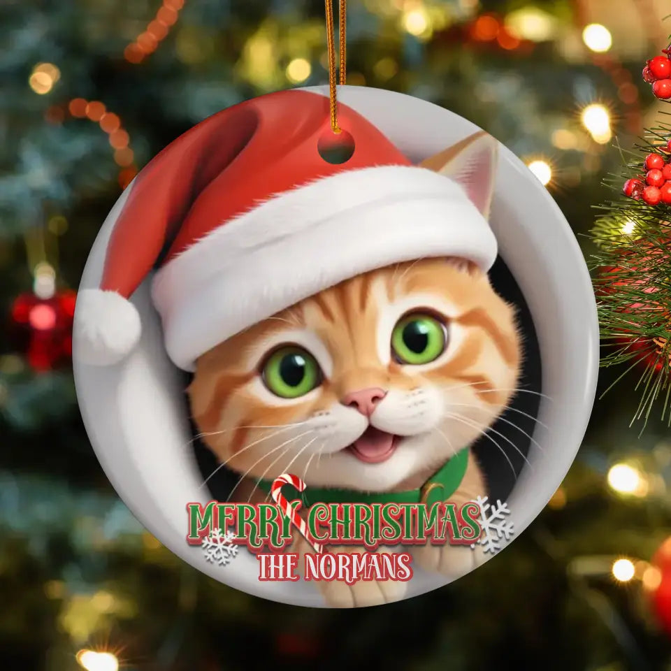 Cat Christmas  - Custom Background - Ornament