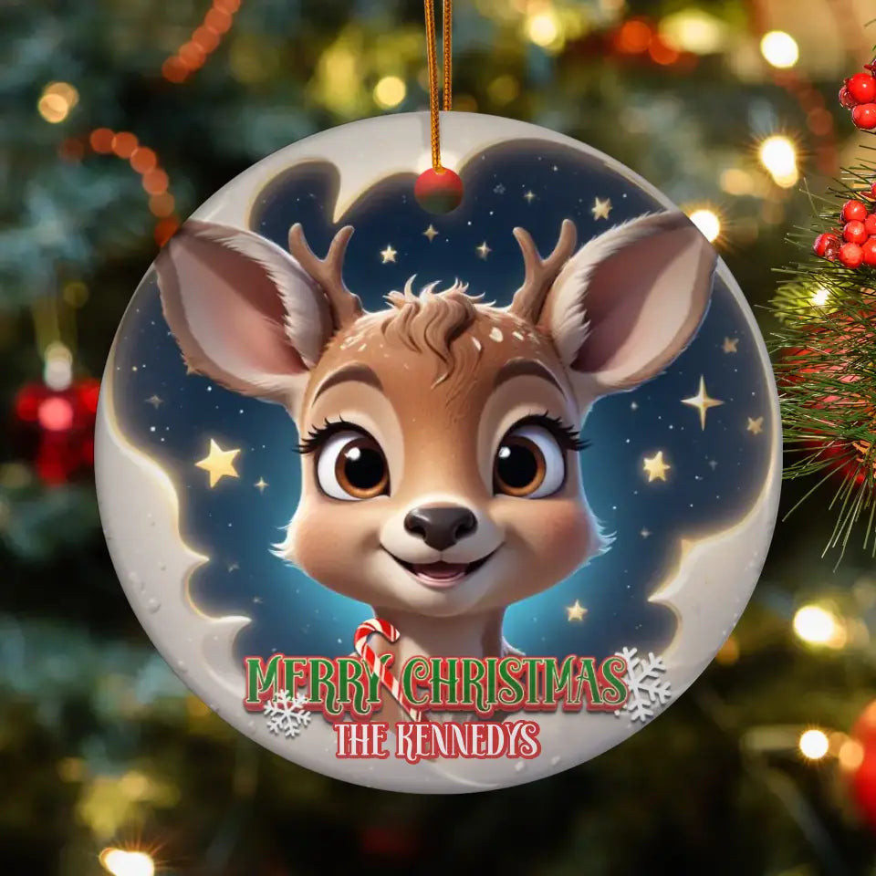 Deer Christmas - Custom Background - Ornament