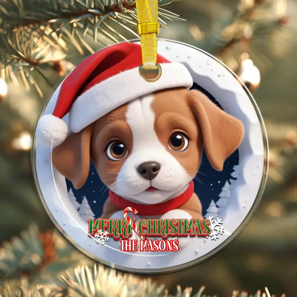 Dog Christmas - Custom Background - Ornament