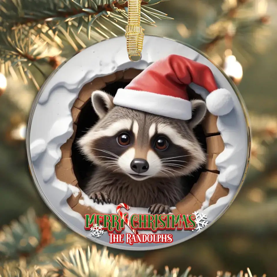 Racoon Christmas - Custom Background - Ornament