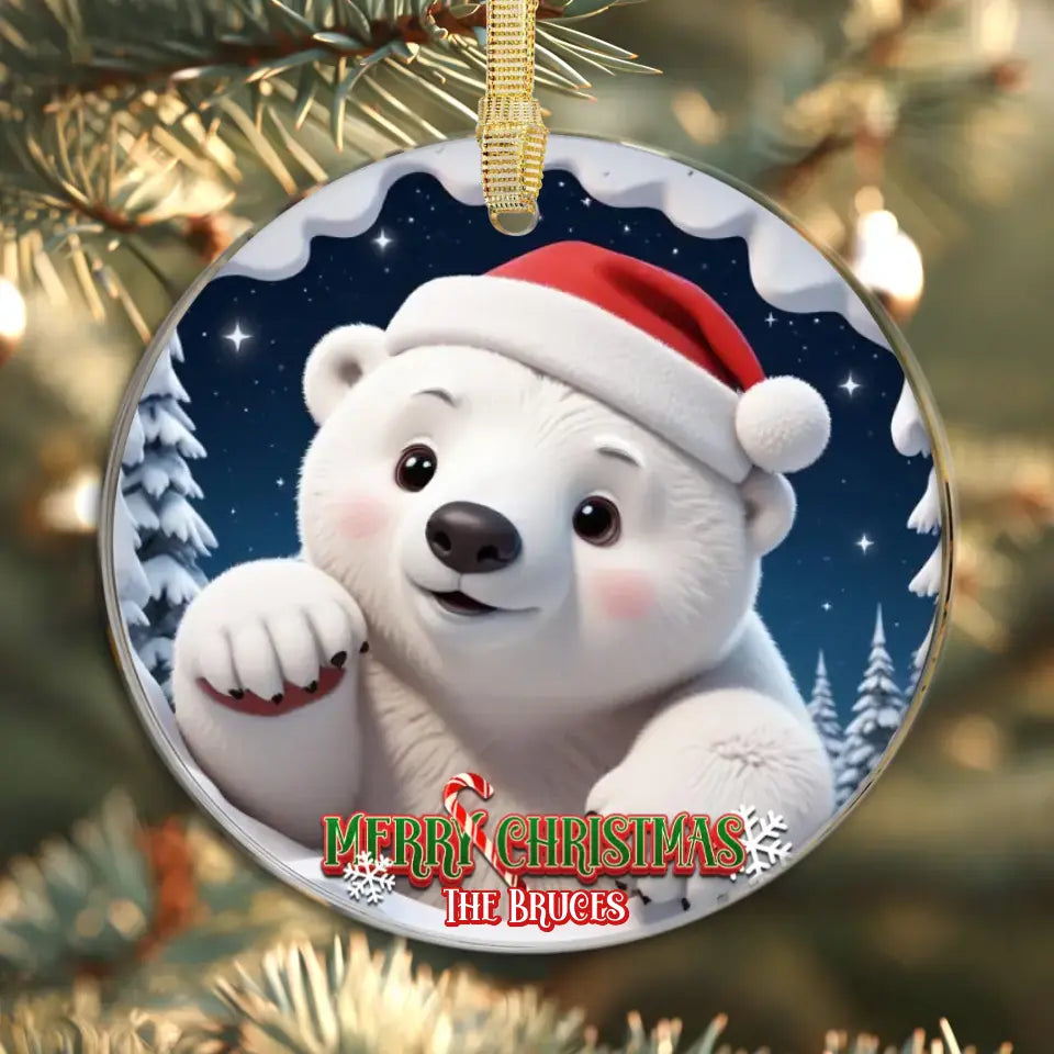 Polar Bear Christmas - Custom Background - Ornament