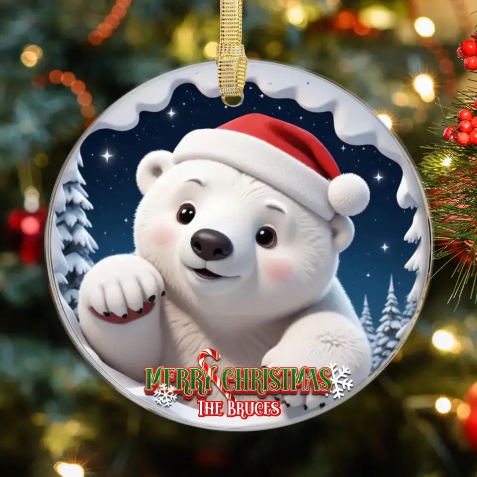 Polar Bear Christmas - Custom Background - Ornament