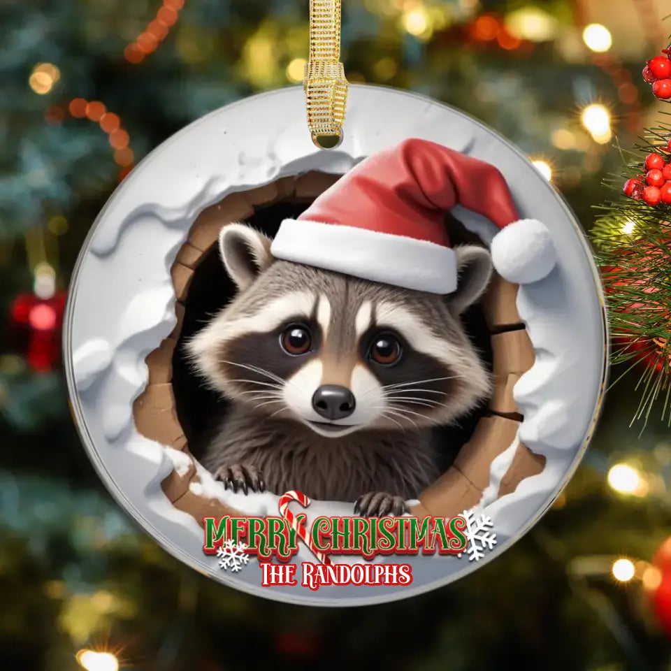 Racoon Christmas - Custom Background - Ornament