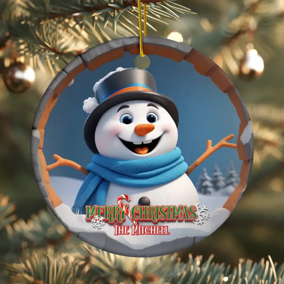 Snowman Christmas - Custom Background - Ornament