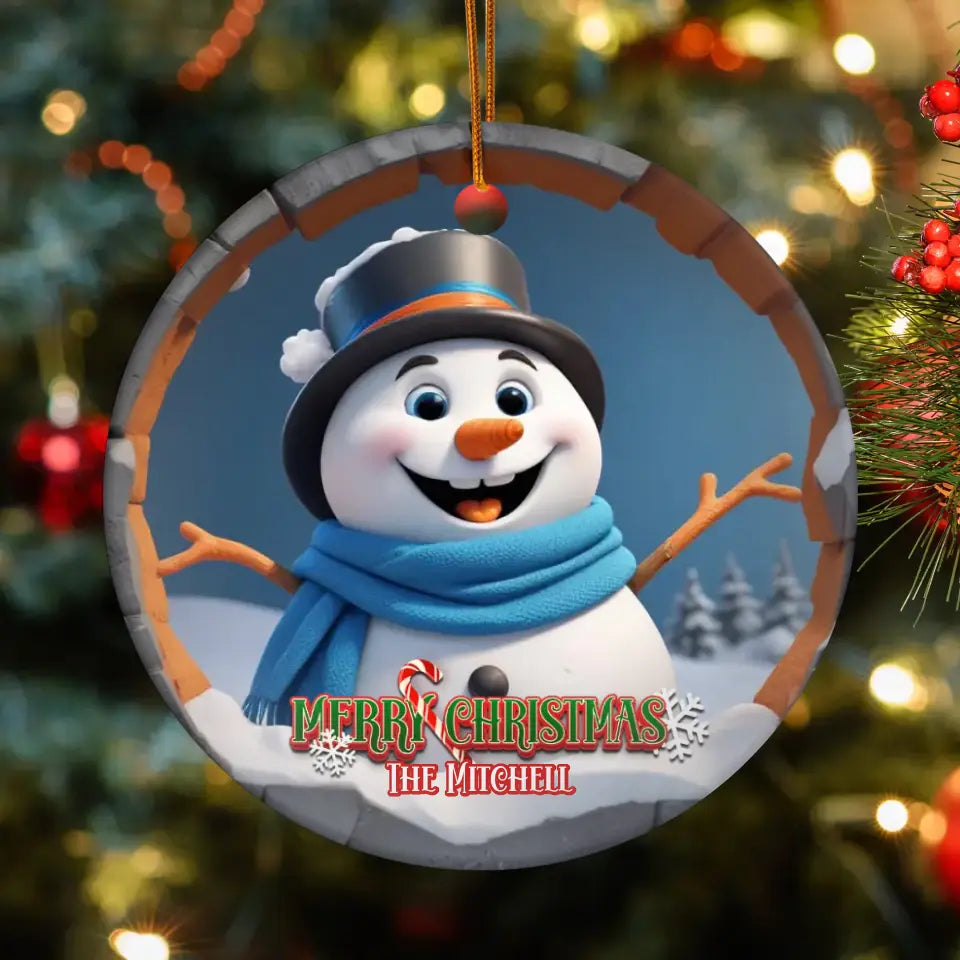 Snowman Christmas - Custom Background - Ornament