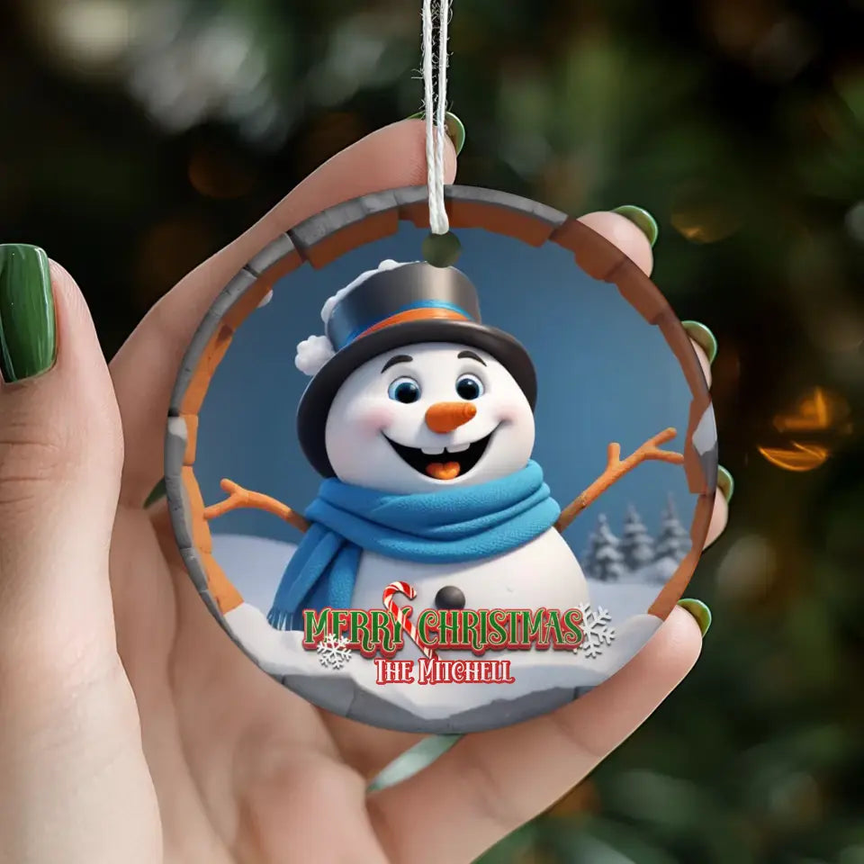 Snowman Christmas - Custom Background - Ornament