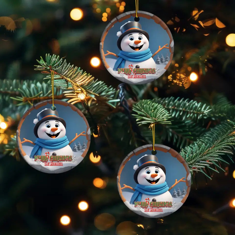 Snowman Christmas - Custom Background - Ornament