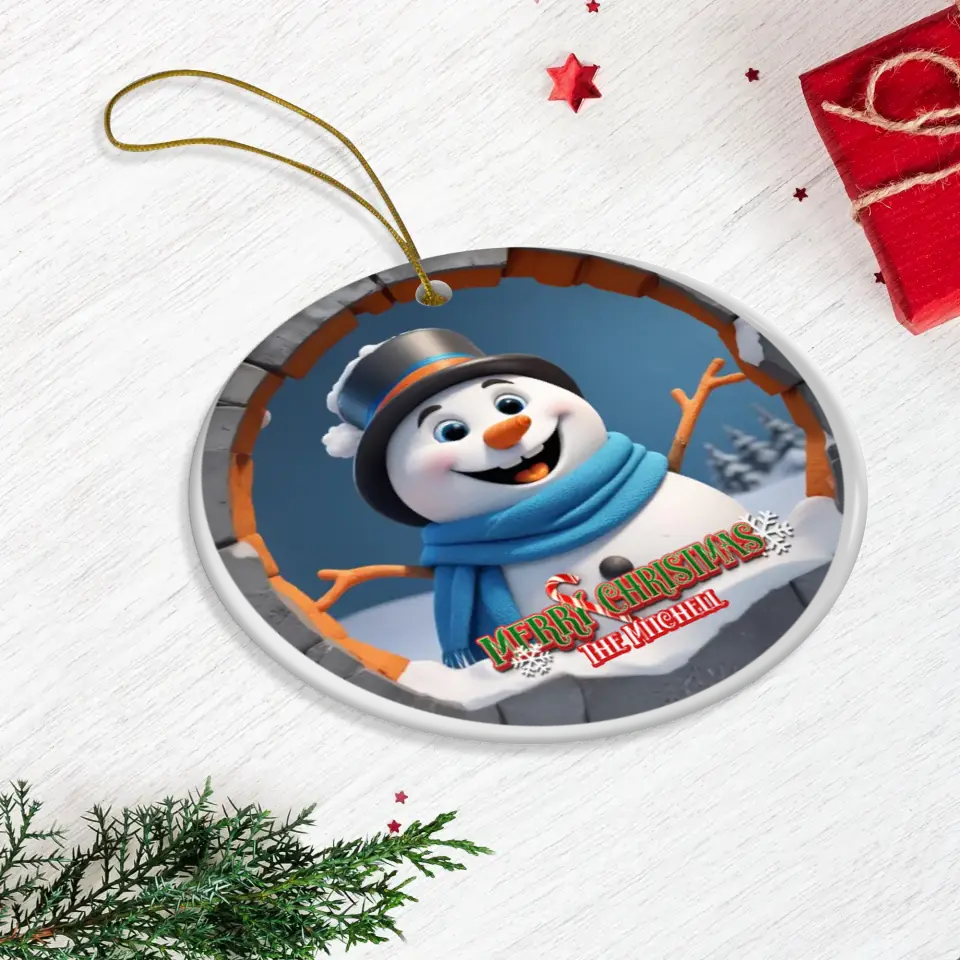 Snowman Christmas - Custom Background - Ornament