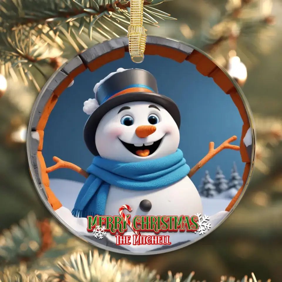 Snowman Christmas - Custom Background - Ornament