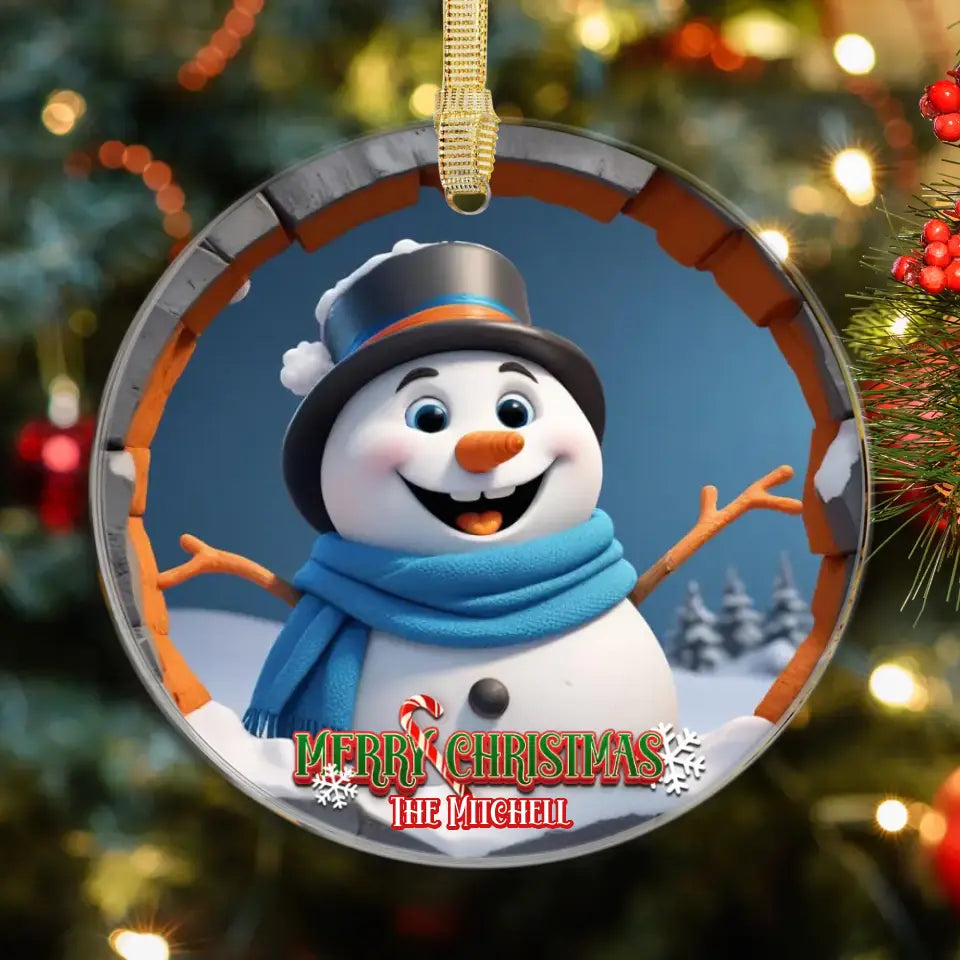 Snowman Christmas - Custom Background - Ornament