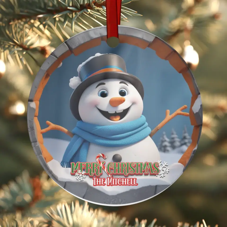 Snowman Christmas - Custom Background - Ornament