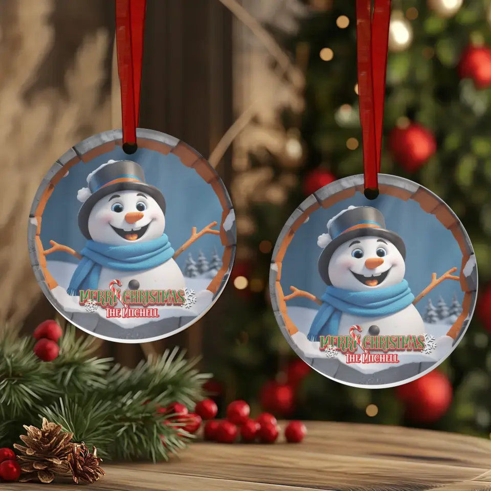 Snowman Christmas - Custom Background - Ornament