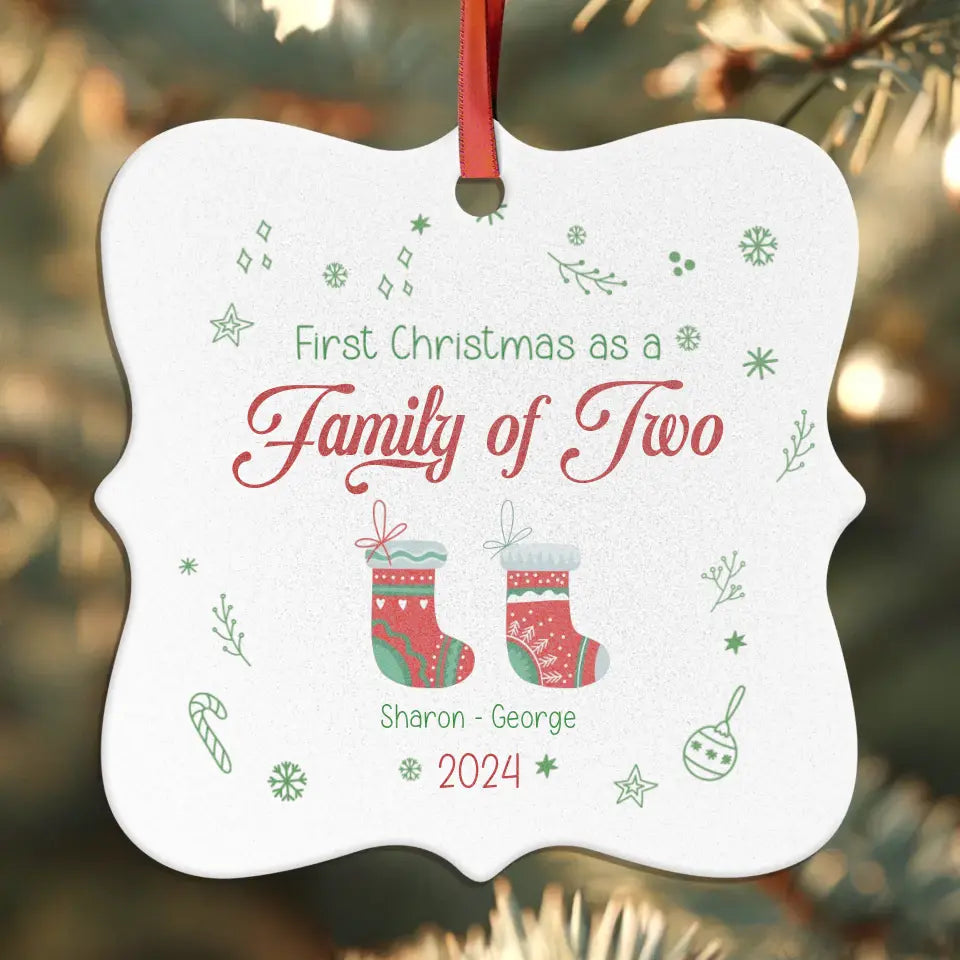 First Christmas As A Family - Custom Name - Ornament