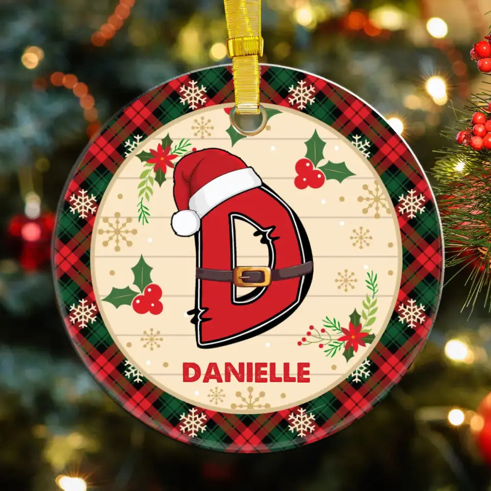 Christmas Plaid Alphabet - Custom Name - Ornament