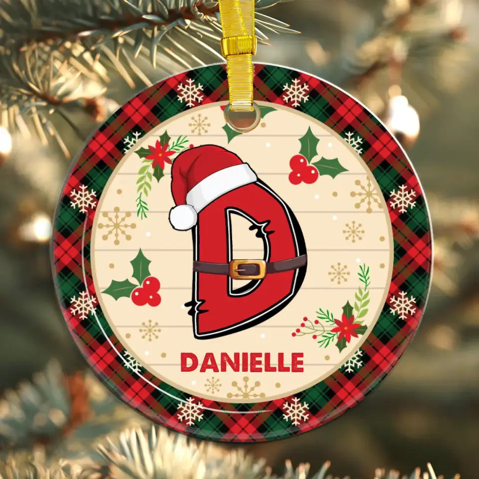 Christmas Plaid Alphabet - Custom Name - Ornament