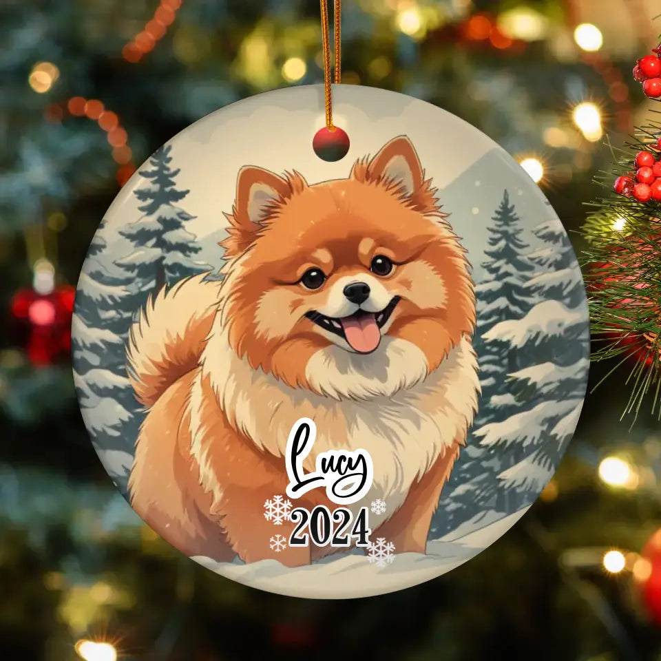 Pomeranian Christmas - Custom Background - Ornament