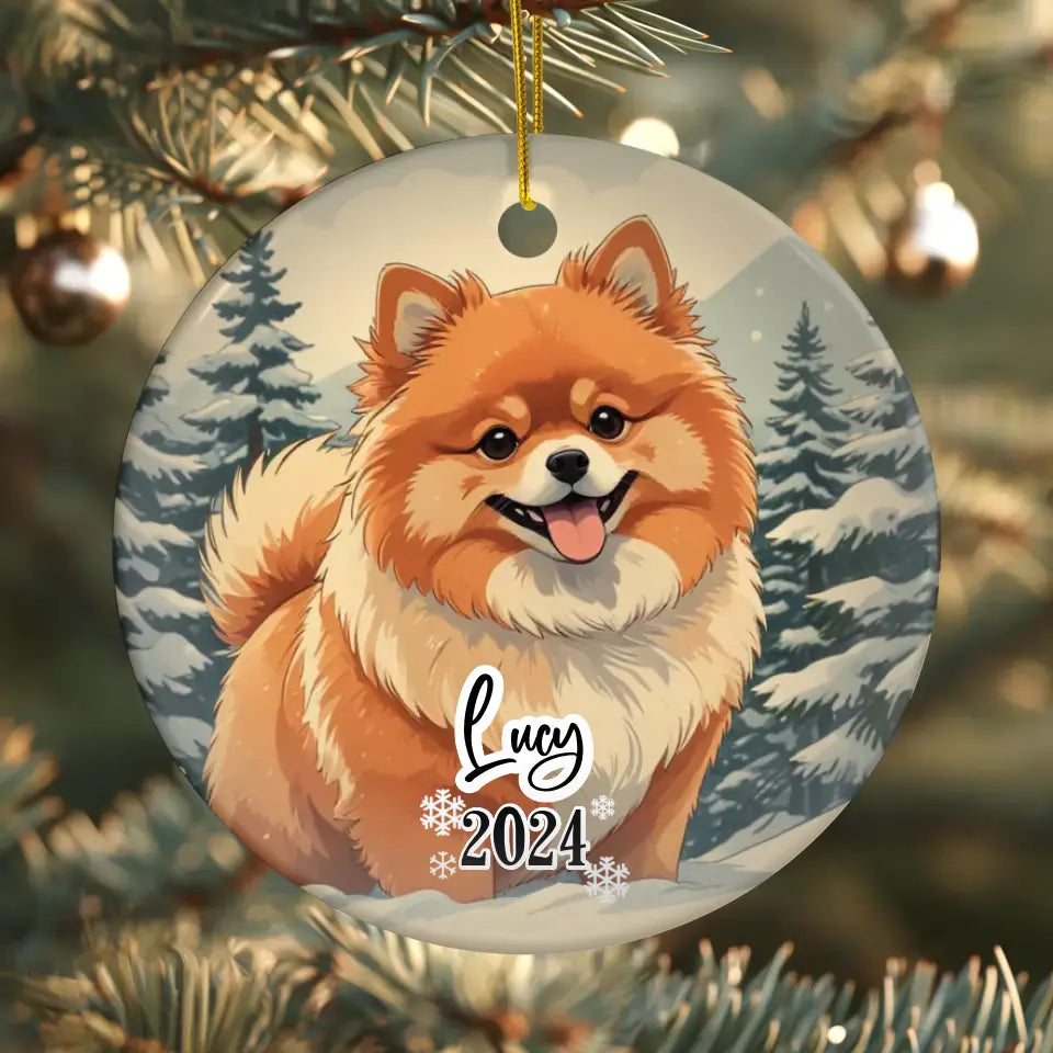 Pomeranian Christmas - Custom Background - Ornament