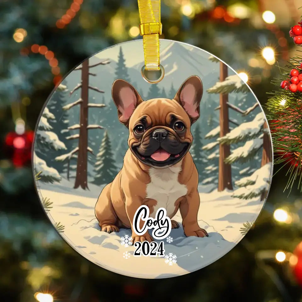 Frenchie Christmas - Custom Background - Ornament