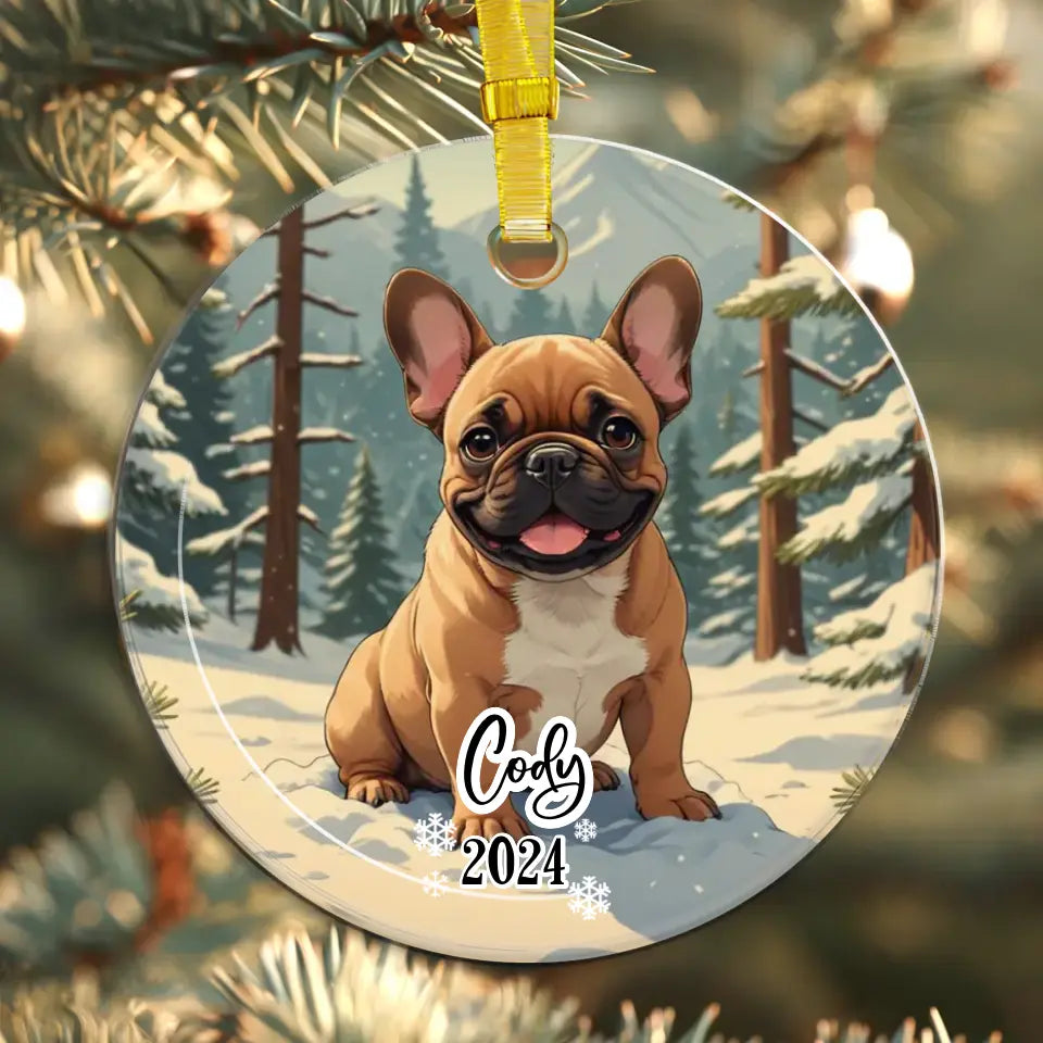 Frenchie Christmas - Custom Background - Ornament