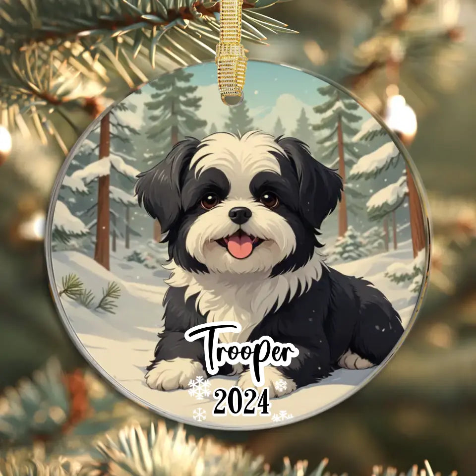 Maltese Christmas - Custom Background - Ornament