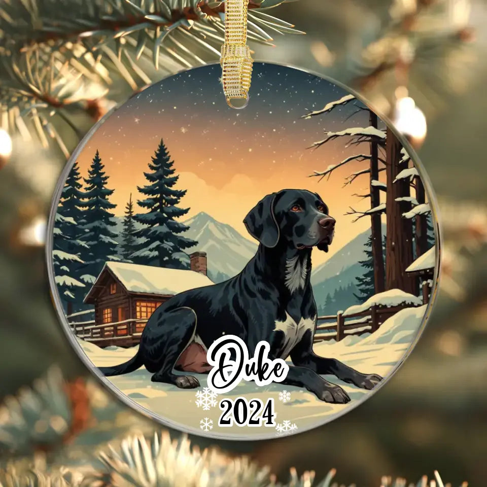 German Shorthaired Christmas - Custom Background - Ornament