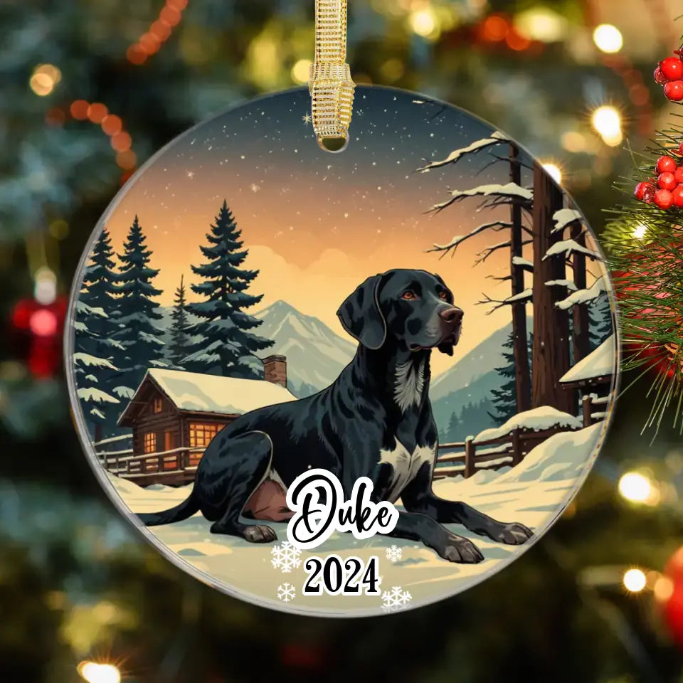 German Shorthaired Christmas - Custom Background - Ornament